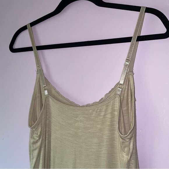 DressBarn Size L Tan Cami w Lace Trim 90s Y2K Neutral Basic - Picture 6 of 7